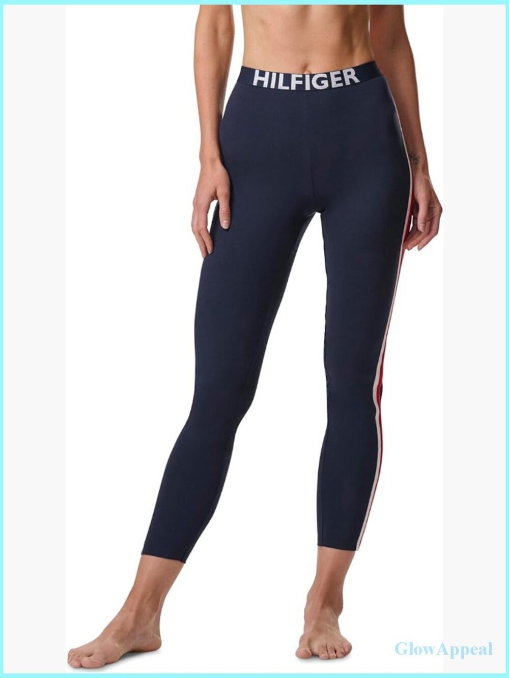 Logo Waistband Mid-Rise Skinny Leggings Premium Cotton Blend